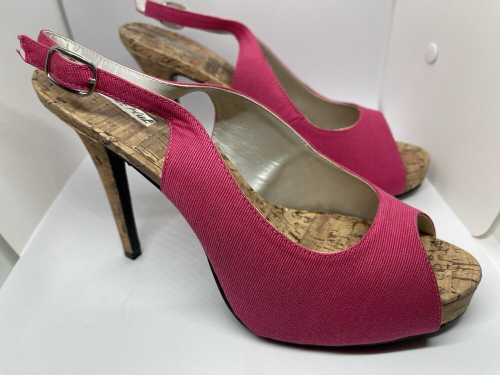 The Highest Heel Collection -Precious 101 Fuchsia Fabric Sling back Pump SZ 9